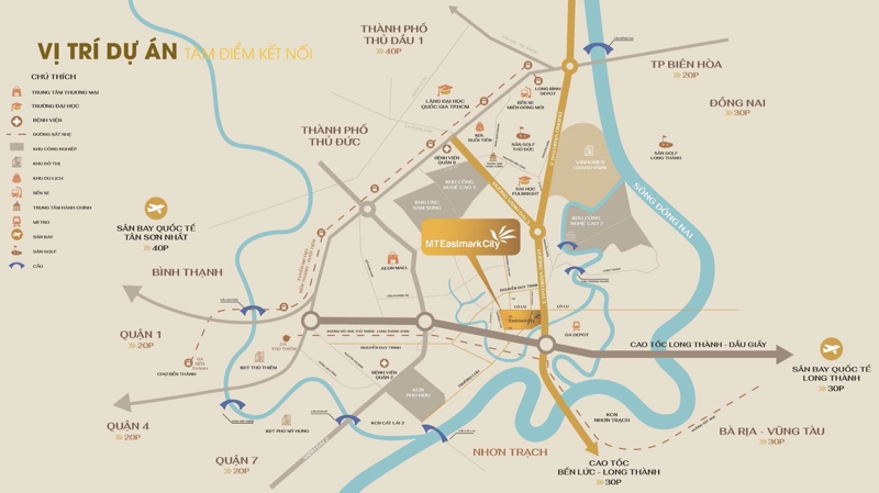 Vị trí dự án Centana Điền Phúc Thành và Mt Eastmark City