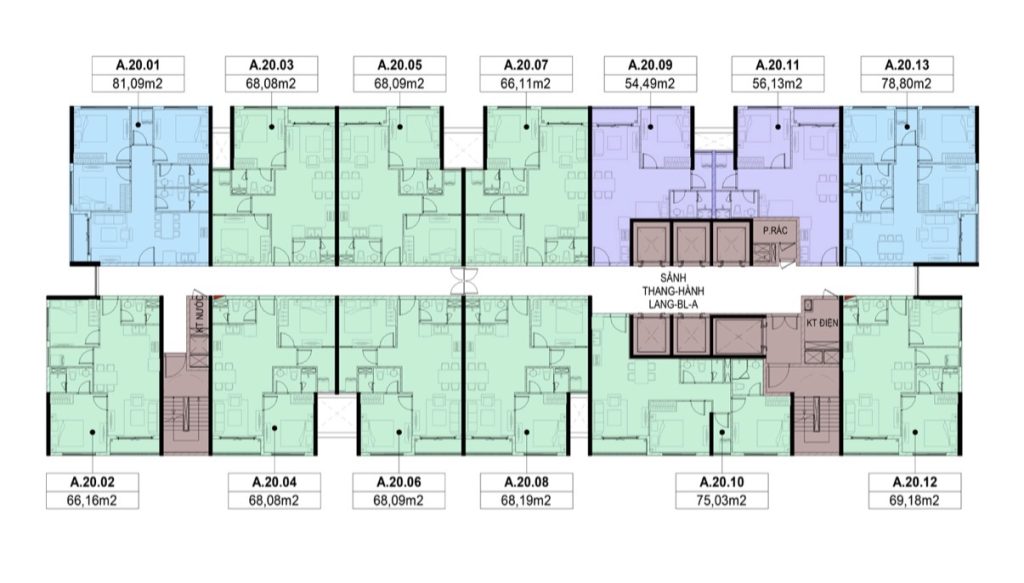 Mặt bằng tầng điển hình Block A